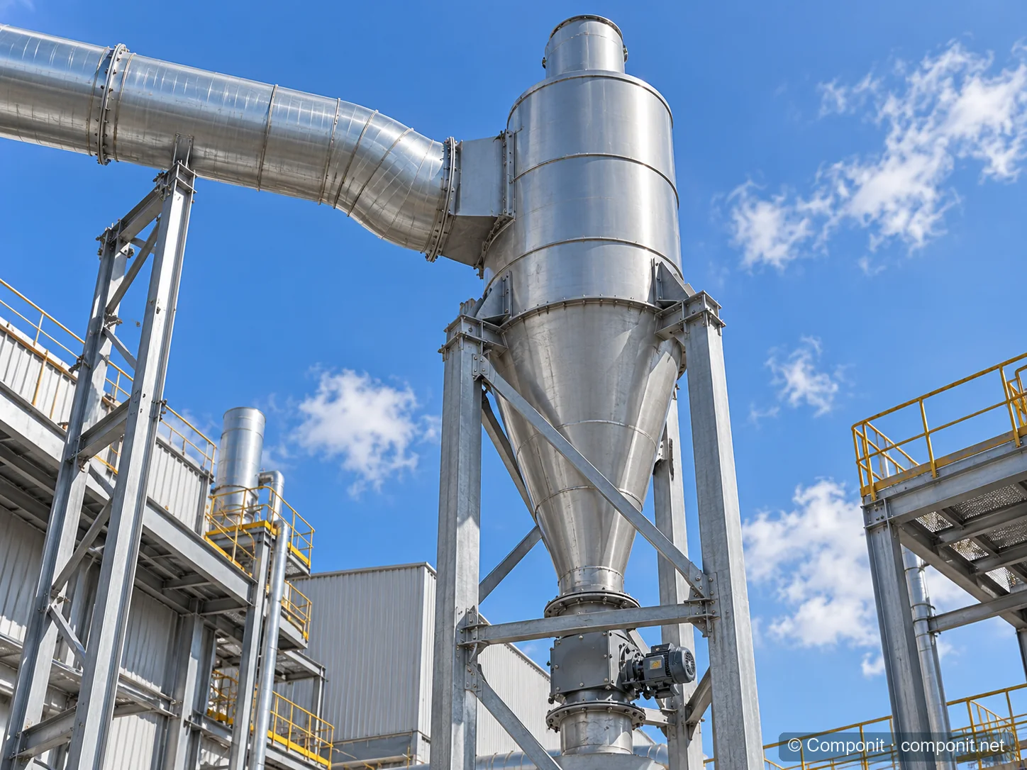 Cyclone separator in an industrial installation