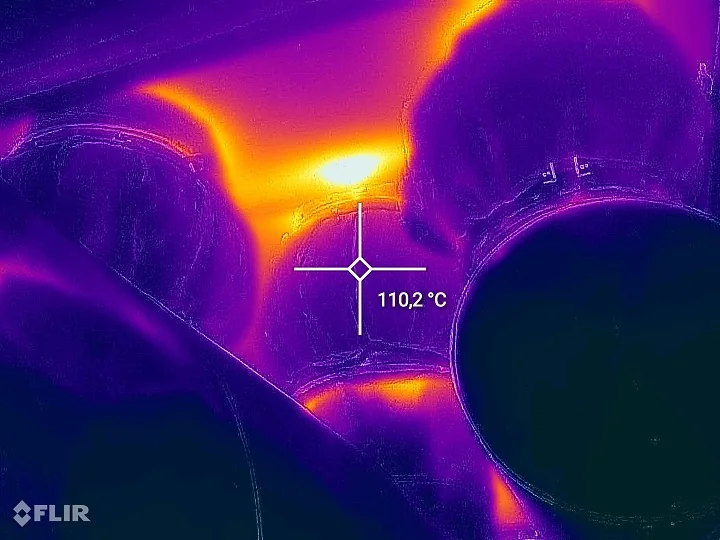 Termografía de sellos textiles para tuberías pasantes con medición de temperatura
