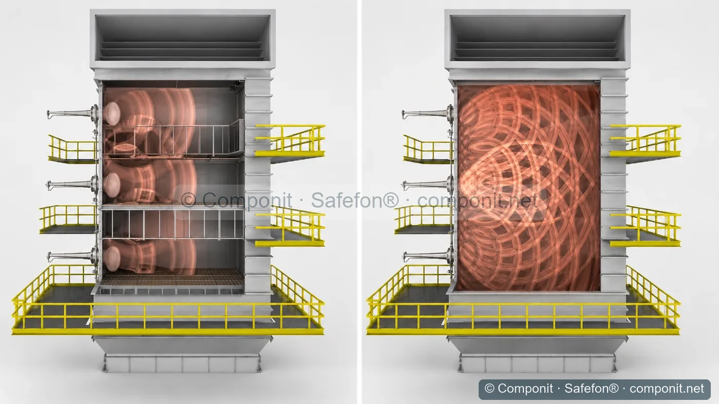 Acoustic wave propagation inside an SCR DeNOx unit